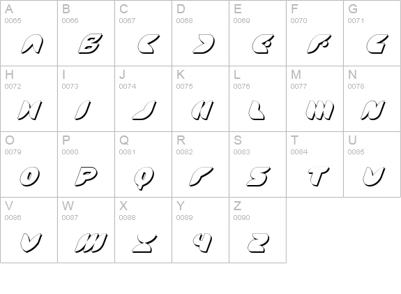 Puff Angel Shadow Italic uppercase A-Z preview