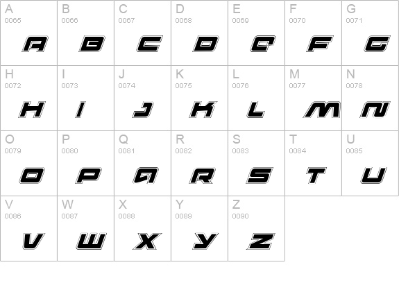 Pulse Rifle Academy Italic uppercase A-Z preview