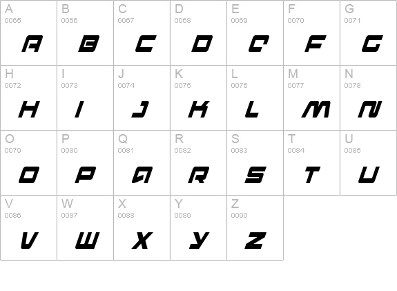 Pulse Rifle Condensed Italic uppercase A-Z preview