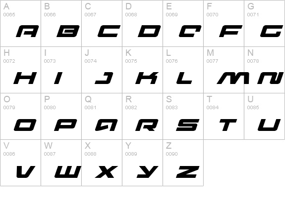 Pulse Rifle Expanded Italic uppercase A-Z preview