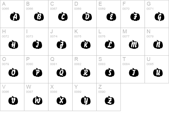 Pumpkinese uppercase A-Z preview