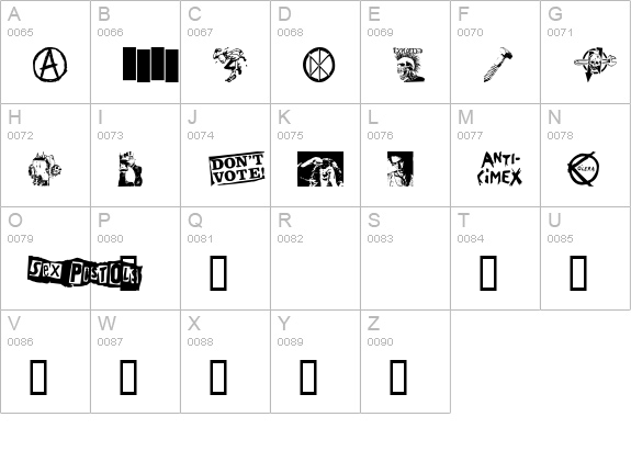 PUNK DINGBATS uppercase A-Z preview