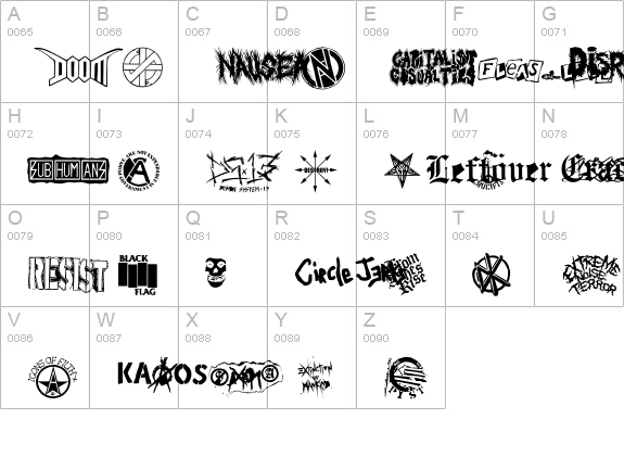 punk rawk dingbatz uppercase A-Z preview