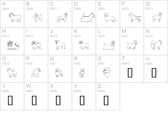 Puppins uppercase A-Z preview