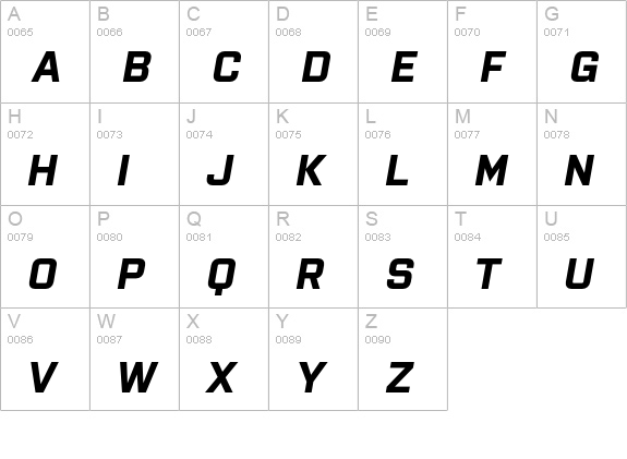 Purista Bold Italic uppercase A-Z preview