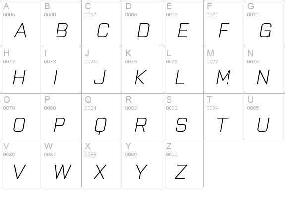 Purista Light Italic uppercase A-Z preview