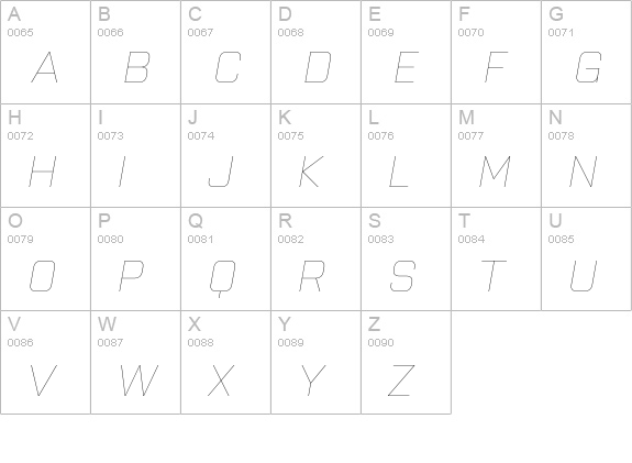 Purista Thin Italic uppercase A-Z preview