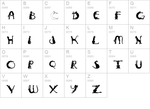 PussyfootA uppercase A-Z preview