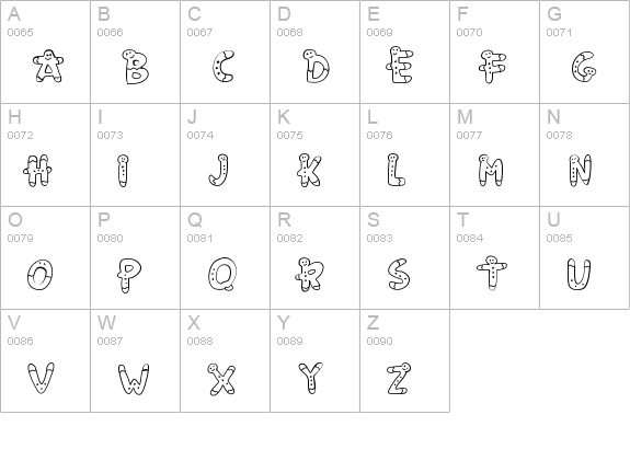 PWGingerbread uppercase A-Z preview