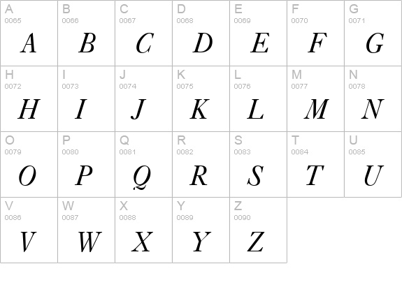 QTCaslan Italic uppercase A-Z preview