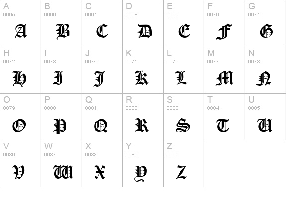 QTCloisteredMonk Regular uppercase A-Z preview