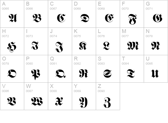 QTFraktur Regular uppercase A-Z preview
