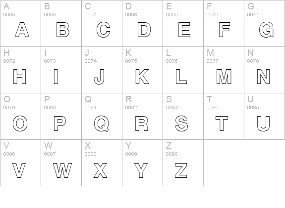 QTHelvet-BoldOutline Regular uppercase A-Z preview