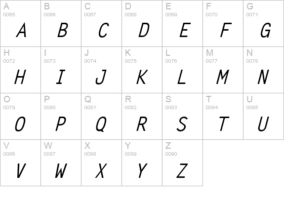 QTLetterGoth Bold Italic uppercase A-Z preview