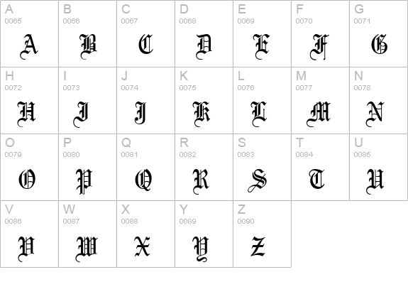 QTLinoscroll Regular uppercase A-Z preview