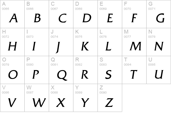 QuadratSerial-Light-Italic uppercase A-Z preview