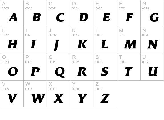 QuadratSerial-Xbold-Italic uppercase A-Z preview