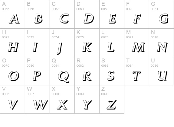 QuadratShadow-Italic uppercase A-Z preview