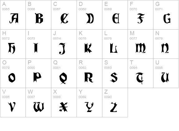 QuaelGothic uppercase A-Z preview
