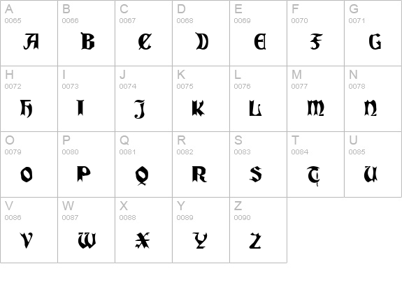 QuaelGothicCondensed uppercase A-Z preview