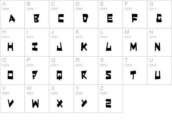 Quake & Shake Condensed uppercase A-Z preview
