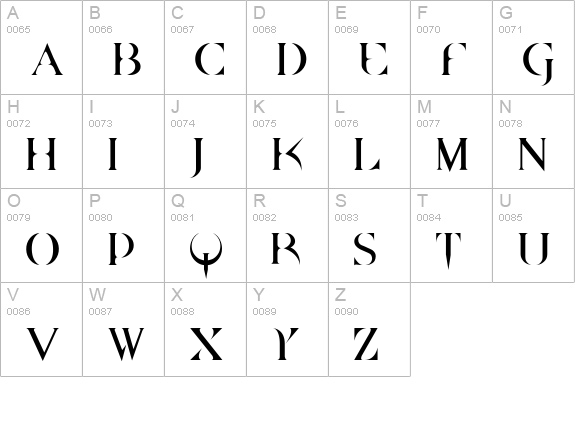 QUAKE II uppercase A-Z preview