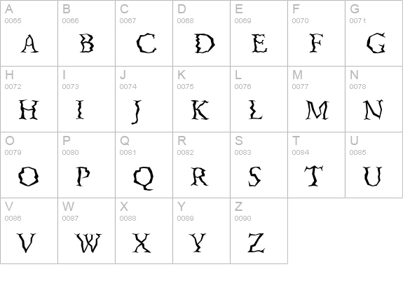 Quake Std uppercase A-Z preview