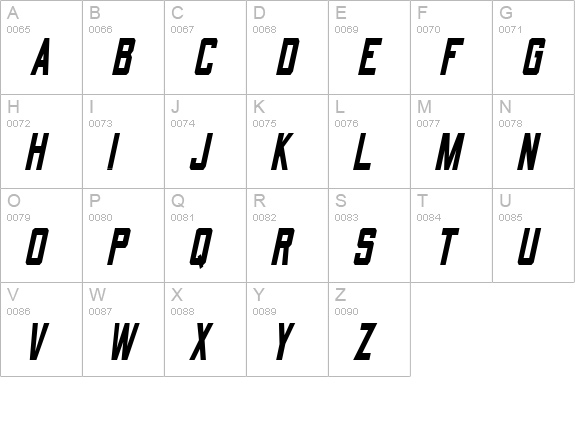 QuarterbackCondensed Oblique uppercase A-Z preview