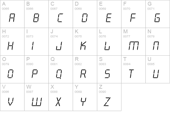 Quartz-LightIta uppercase A-Z preview