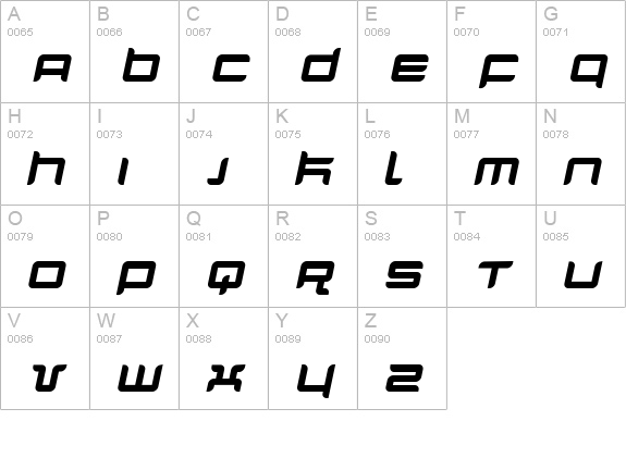 Quarx Italic uppercase A-Z preview