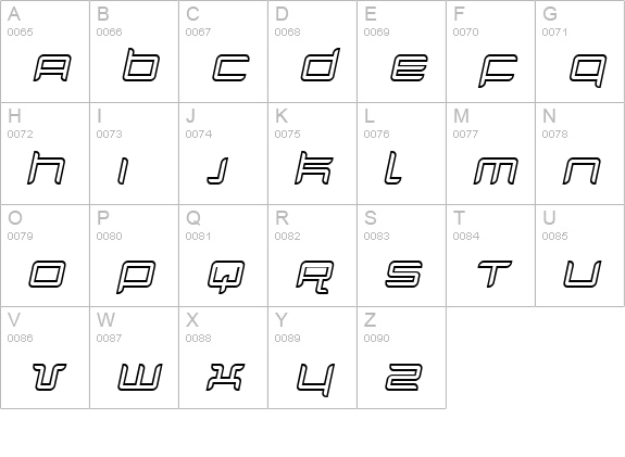 Quarx Outline Italic uppercase A-Z preview
