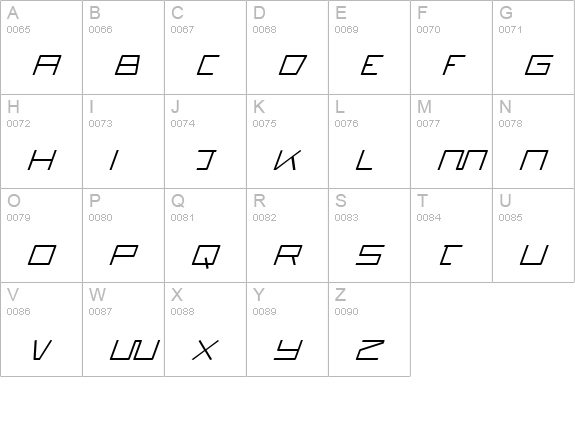 Quasitron Italic uppercase A-Z preview