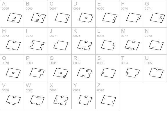 QUBE HOLLOW WIDE ITALIC uppercase A-Z preview