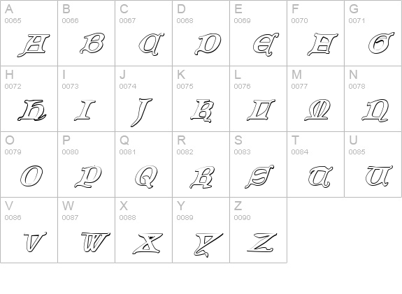 Queen & Country 3D Italic uppercase A-Z preview