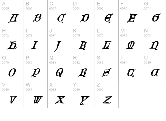 Queen & Country Condensed Italic uppercase A-Z preview