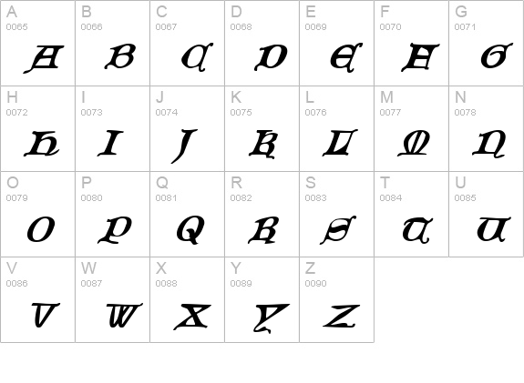 Queen & Country Italic uppercase A-Z preview