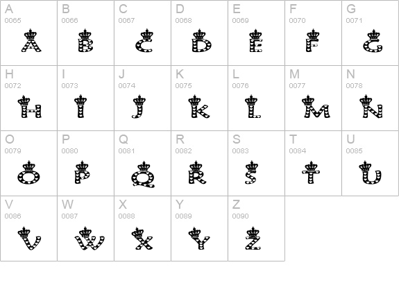 Queen of Hearts uppercase A-Z preview