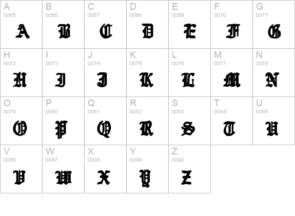 Quest Knight uppercase A-Z preview