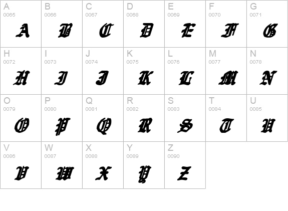 Quest Knight Italic uppercase A-Z preview
