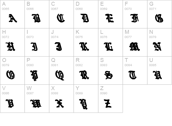 Quest Knight Leftalic uppercase A-Z preview