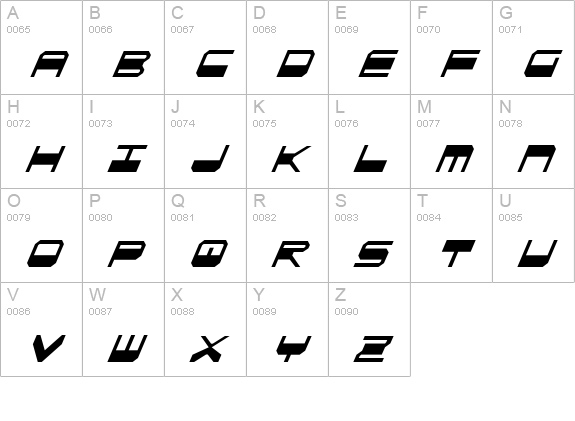 QuickGear Condensed Italic uppercase A-Z preview