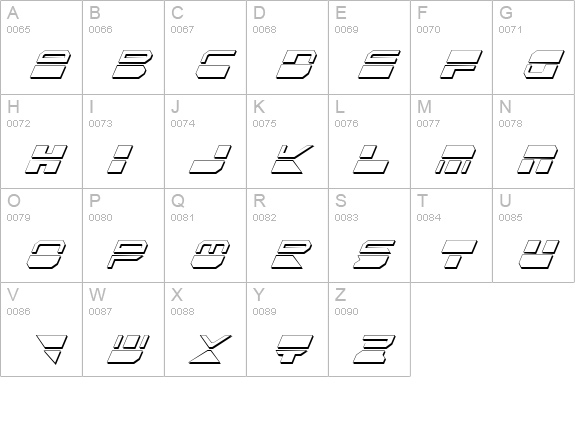 Quickmark Cond Shadow Ital uppercase A-Z preview
