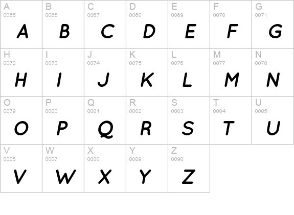 Quicksand Bold Oblique Regular uppercase A-Z preview
