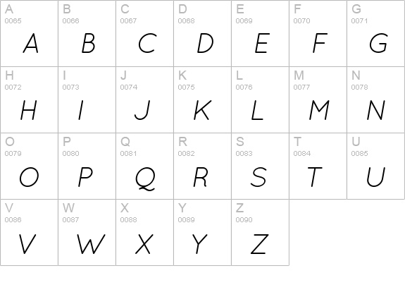 Quicksand Book Oblique Regular uppercase A-Z preview