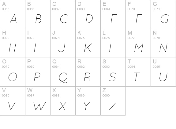Quicksand Light Oblique Regular uppercase A-Z preview