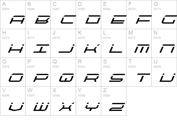 QuickTech Italic uppercase A-Z preview
