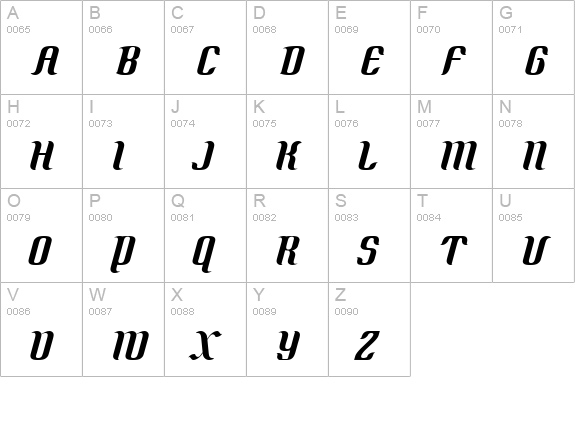 Quidic Italic uppercase A-Z preview