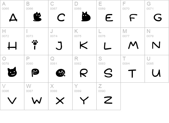 Quiet Meows uppercase A-Z preview