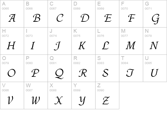 Quill uppercase A-Z preview