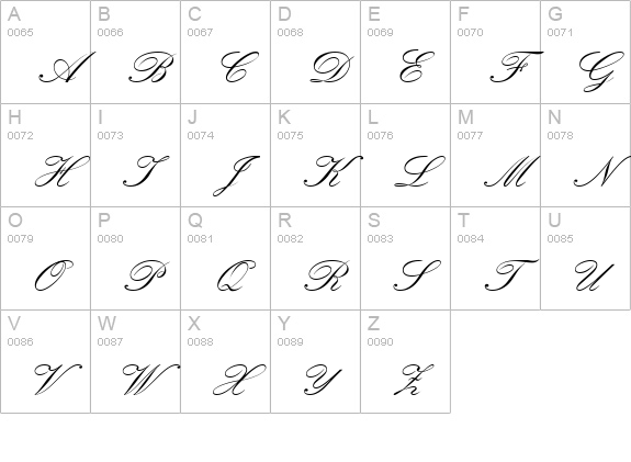 Quill Script SSi Bold uppercase A-Z preview